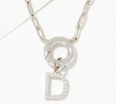 Collar Diamonique de plata de ley con clip y colgante de inicial "O" pavé. 45,7 cm